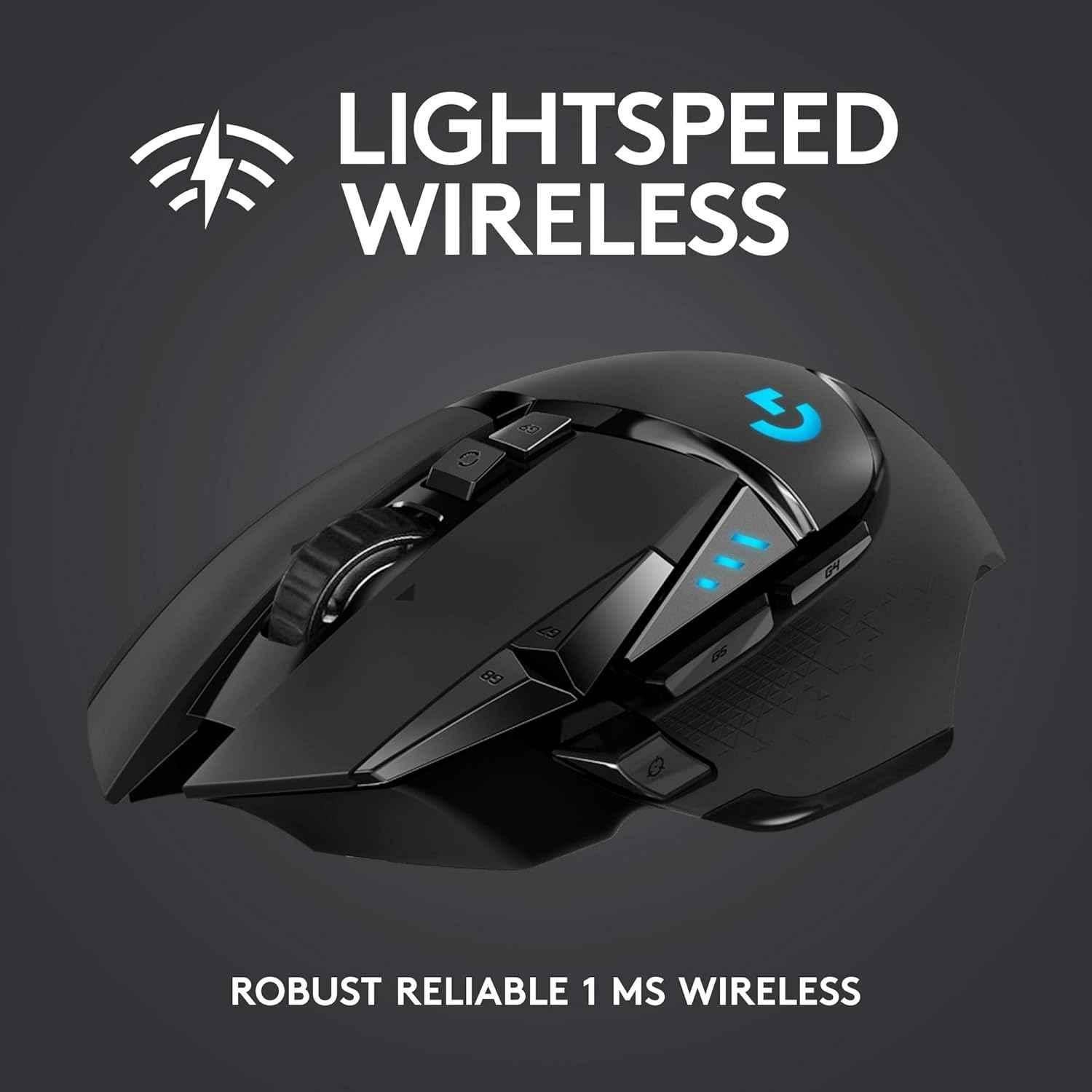 Logitech G502 Black Lightspeed Wireless Gaming Mouse with Hero 16K Sensor, RGB, 11 Programmable Buttons, Long Battery Life & On-Board Memory - view 5