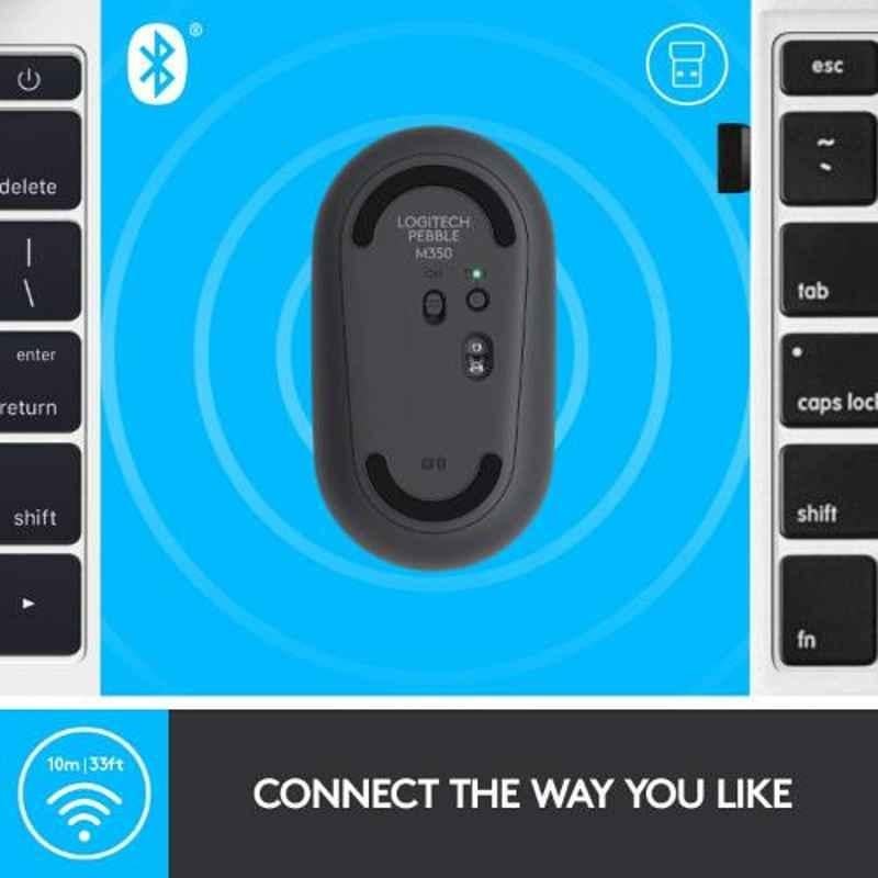 Logitech M350 Pebble Graphite Wireless Mouse, 910-005602 - view 1