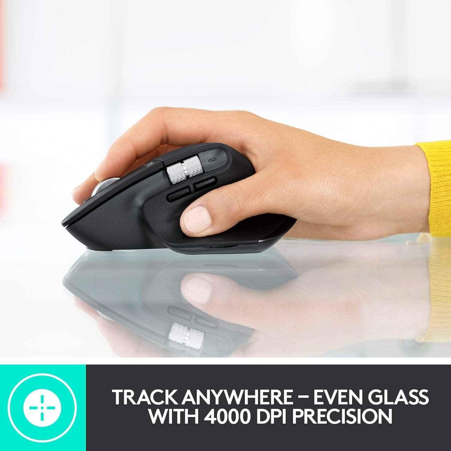 Logitech MX Master 3 Dark Grey Ultrafast Scrolling Wireless Mouse with 4000 Dpi, USB-C & Bluetooth - view 3