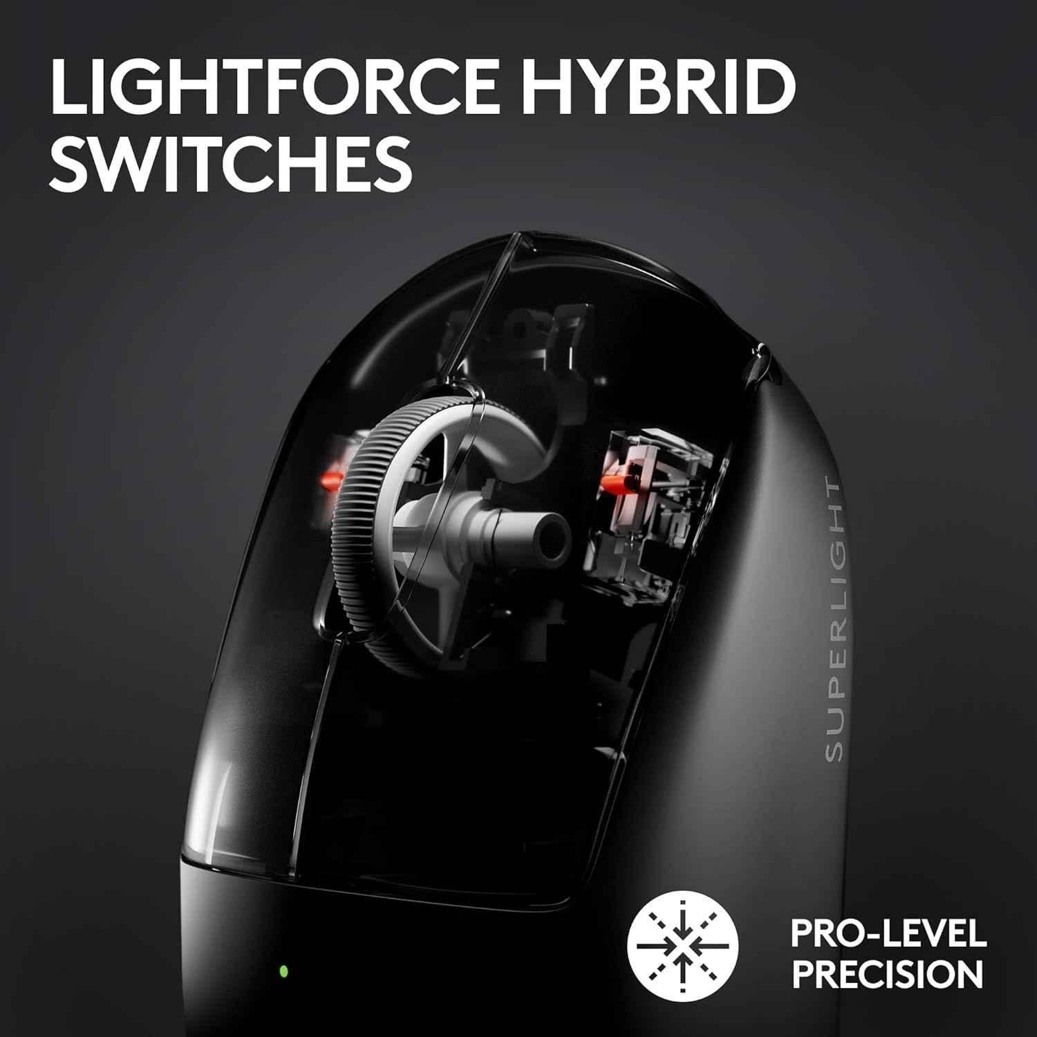 Logitech G Pro X Black Superlight 2 Lightspeed Wireless Gaming Mouse with Lightforce Hybrid Switches, Hero 2 Sensor, 5 Programmable Buttons & USB-C Charging - view 4
