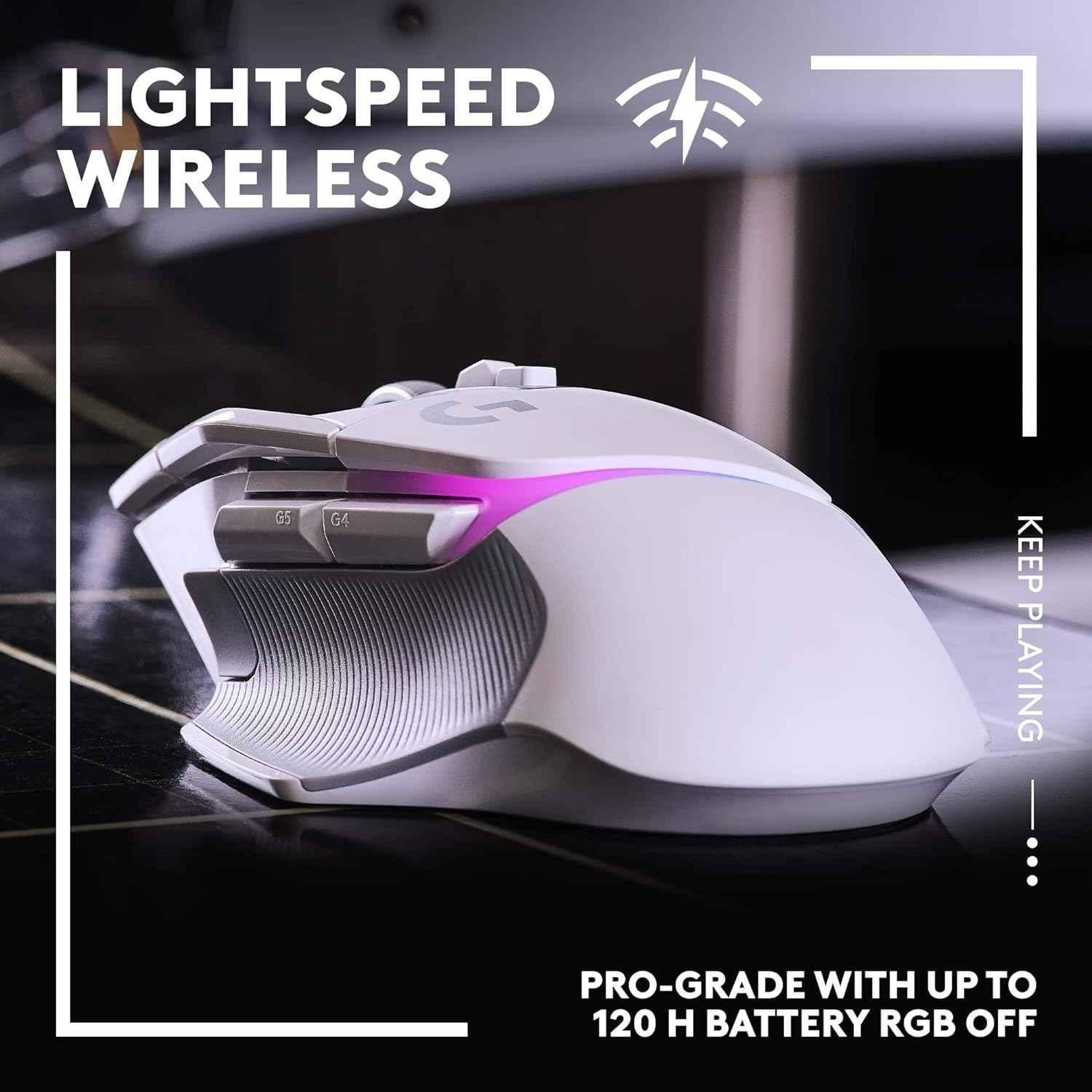Logitech G502 X White Lightspeed Plus Wireless Lightsync RGB Optical Gaming Mouse with Lightforce Hybrid Switches & Hero 25K Gaming Sensor - view 3