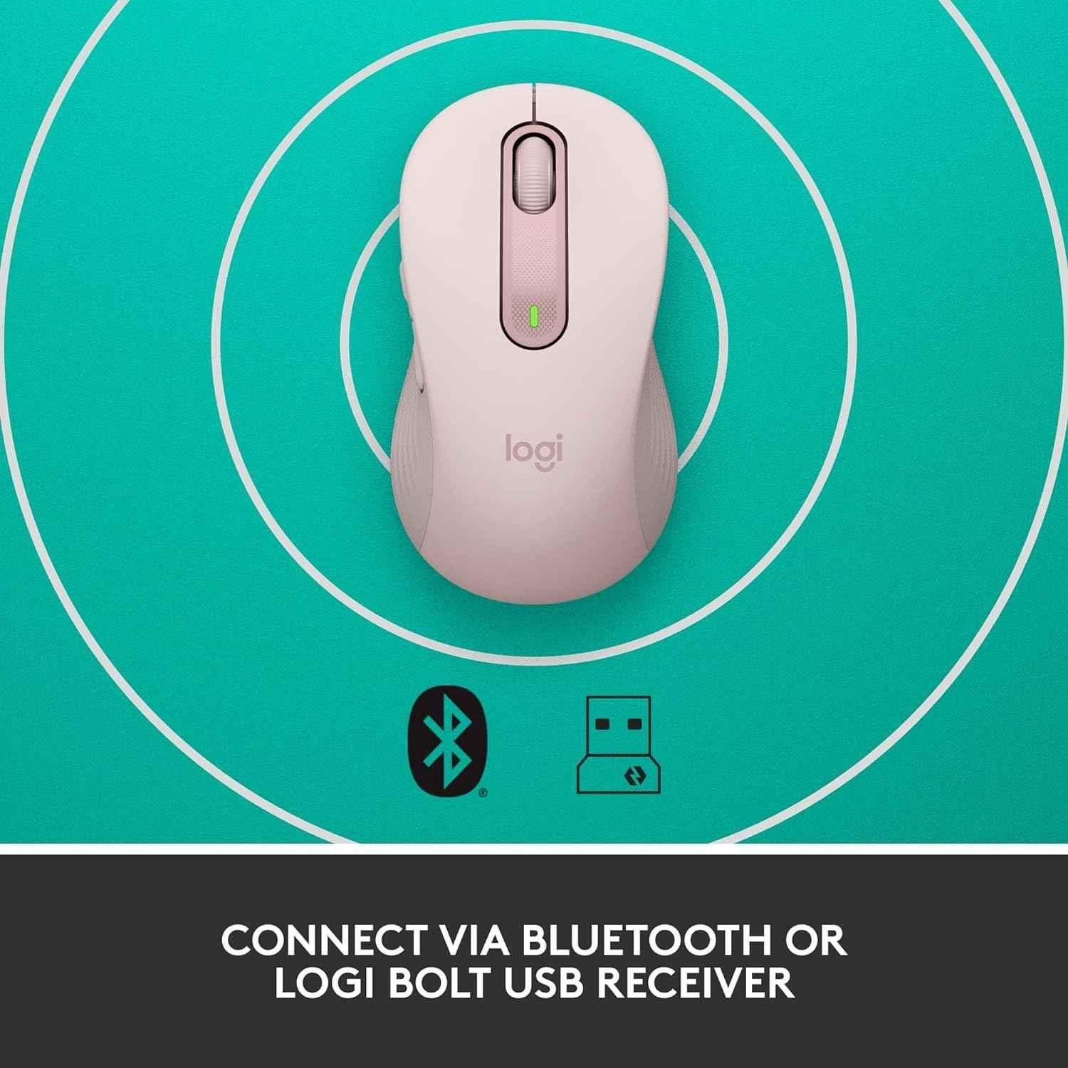 Logitech Signature M650 Rose Wireless Mouse with Silent Clicks, Customisable Side Buttons & Bluetooth - view 2
