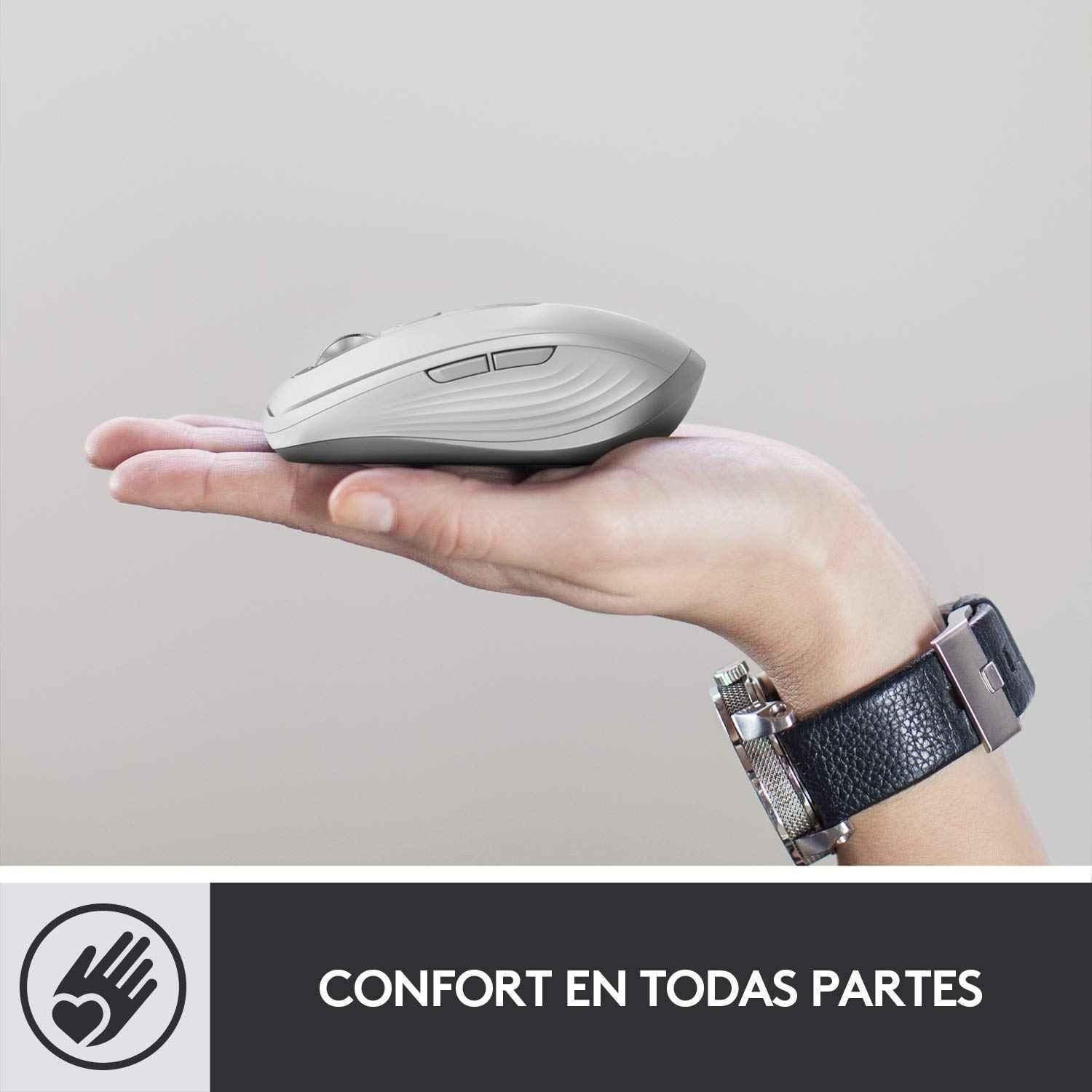 Logitech MX Anywhere 3 Pale Grey Compact Performance Wireless Mouse with Magnetic Scrolling, 4000 Dpi Sensor, Custom Buttons, USB-C & Bluetooth - view 3