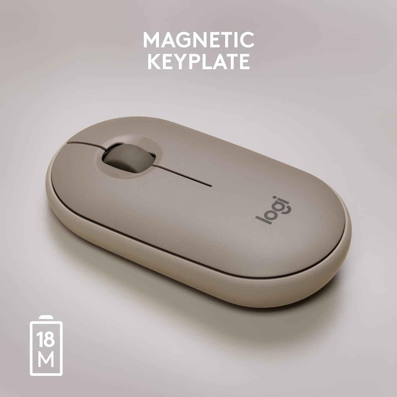 Logitech Pebble M350 Sand Slim Wireless Computer Mouse with Bluetooth or 2.4 GHz Receiver & Quiet Click - view 1