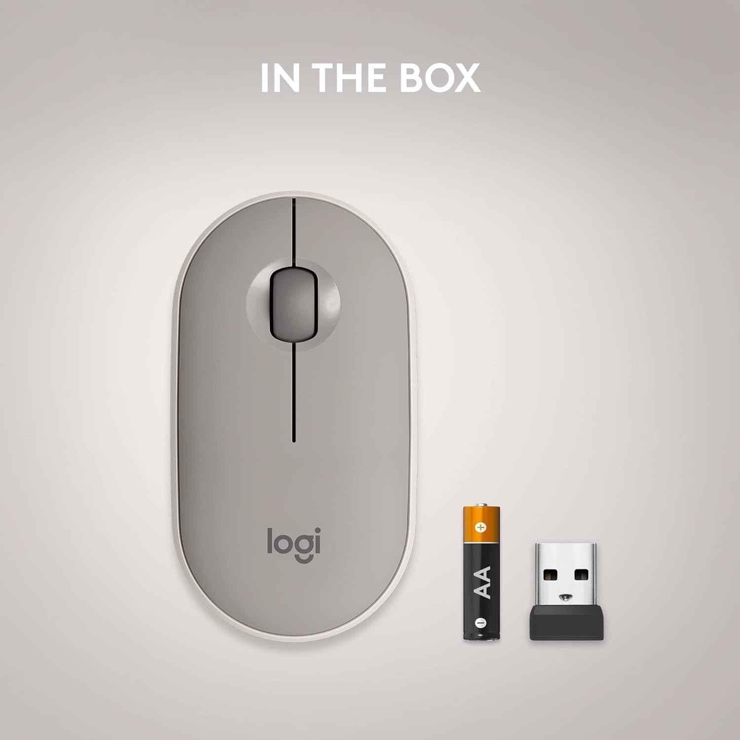 Logitech Pebble M350 Sand Slim Wireless Computer Mouse with Bluetooth or 2.4 GHz Receiver & Quiet Click - view 2