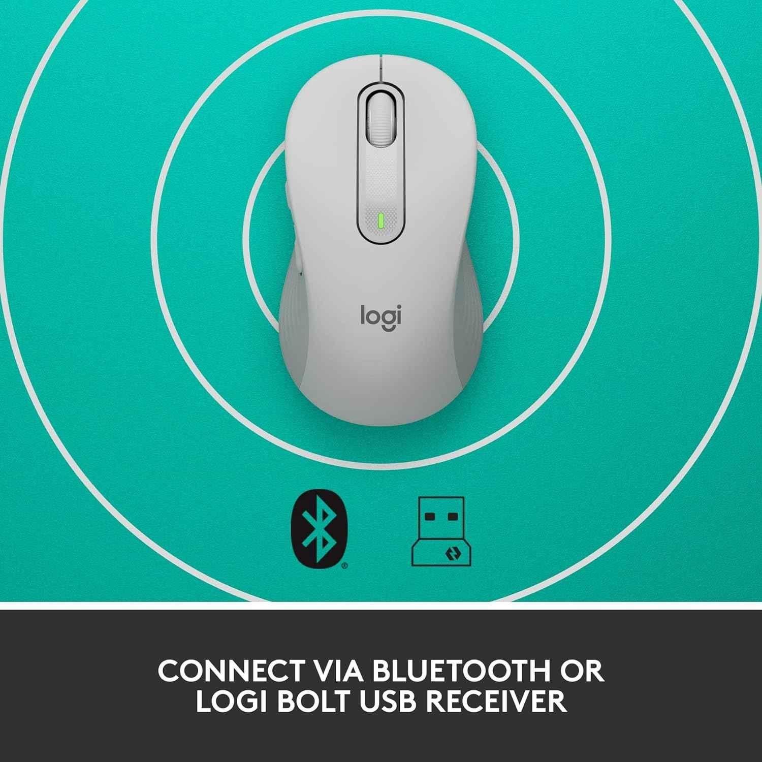 Logitech Signature M650 Off-White Wireless Mouse with Silent Clicks, Customisable Side Buttons & Bluetooth - view 3