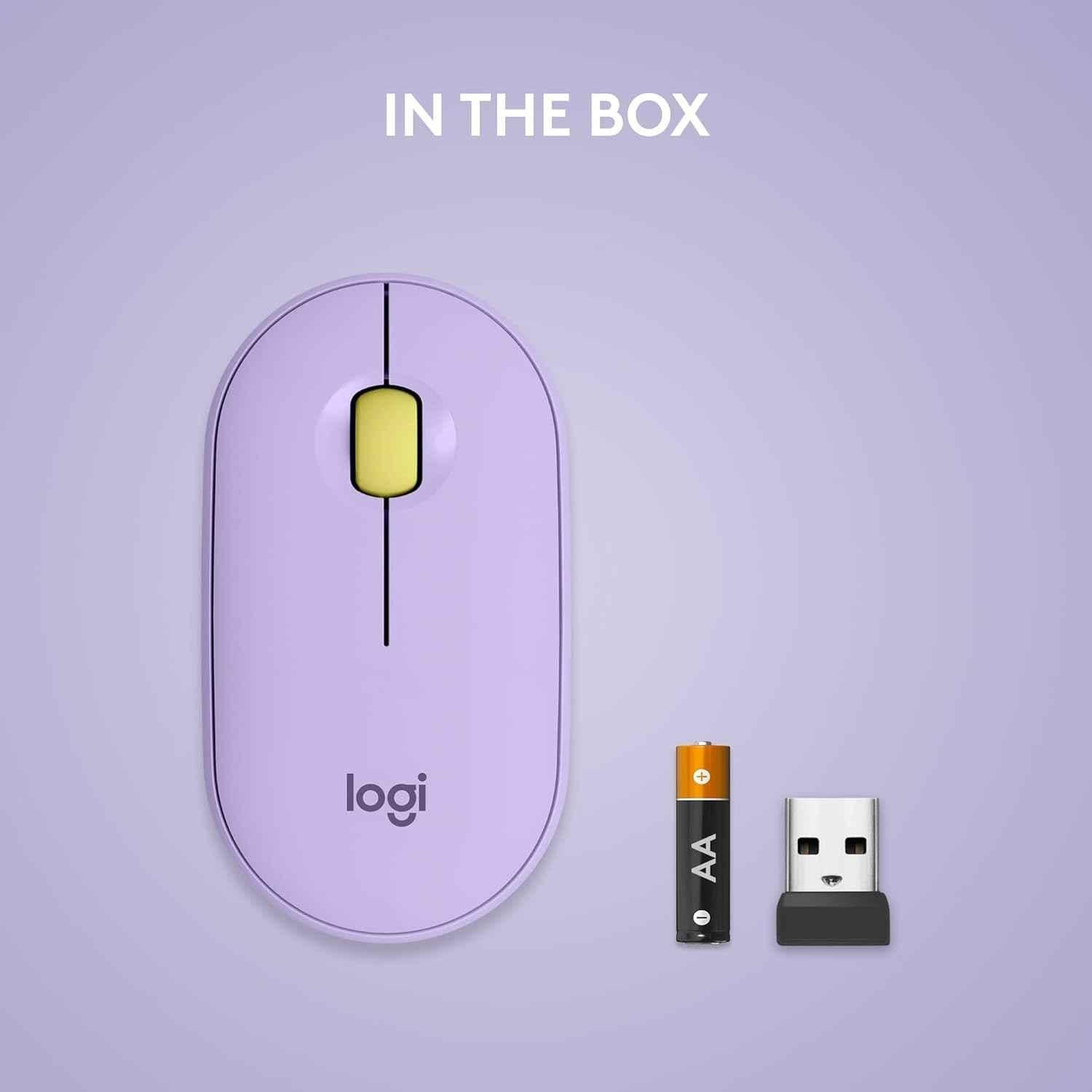 Logitech Pebble M350 Lavender Lemonade Slim Wireless Computer Mouse with Bluetooth or 2.4 GHz Receiver & Quiet Click - view 1