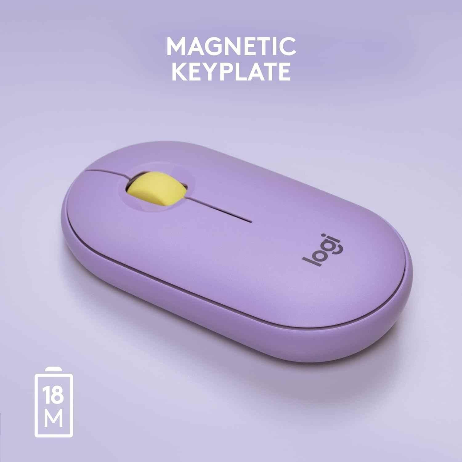 Logitech Pebble M350 Lavender Lemonade Slim Wireless Computer Mouse with Bluetooth or 2.4 GHz Receiver & Quiet Click - view 2