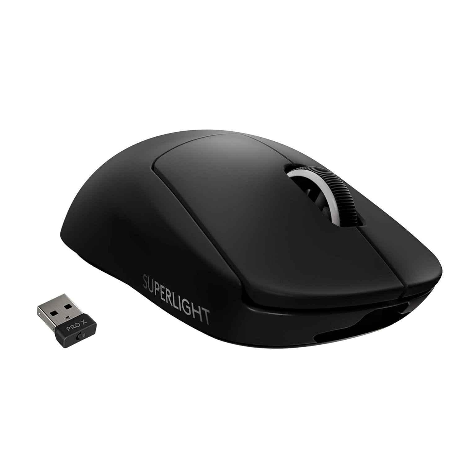 Logitech G Pro X Black Superlight Wireless USB Gaming Mouse with Hero 25K Sensor, 5 Programmable Buttons & Long Battery Life