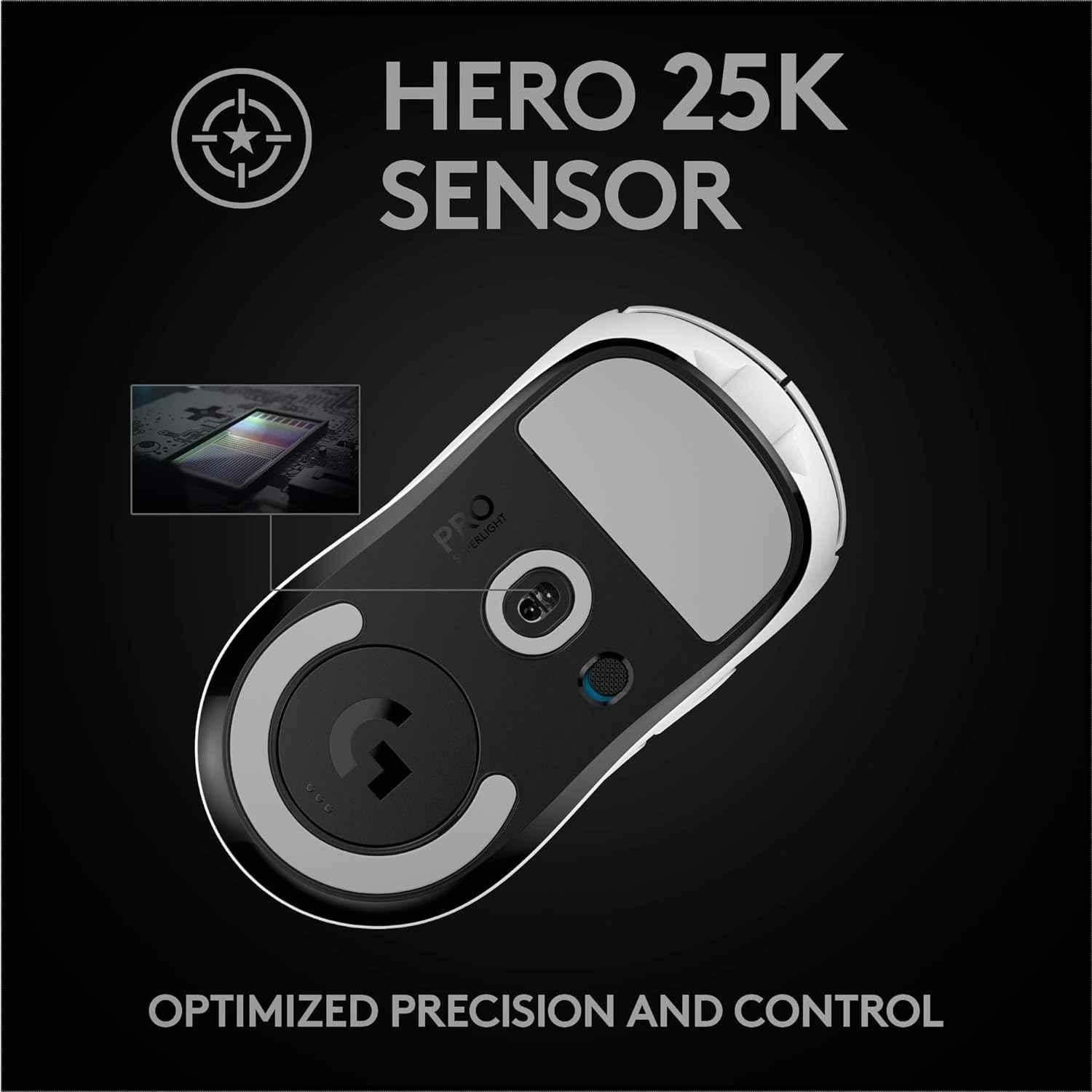 Logitech G Pro X White Superlight Wireless Gaming Mouse with Hero 25K Sensor, 5 Programmable Buttons & Long Battery Life - view 3