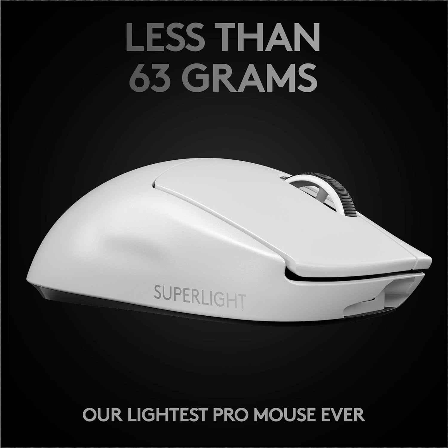 Logitech G Pro X White Superlight Wireless Gaming Mouse with Hero 25K Sensor, 5 Programmable Buttons & Long Battery Life - view 5