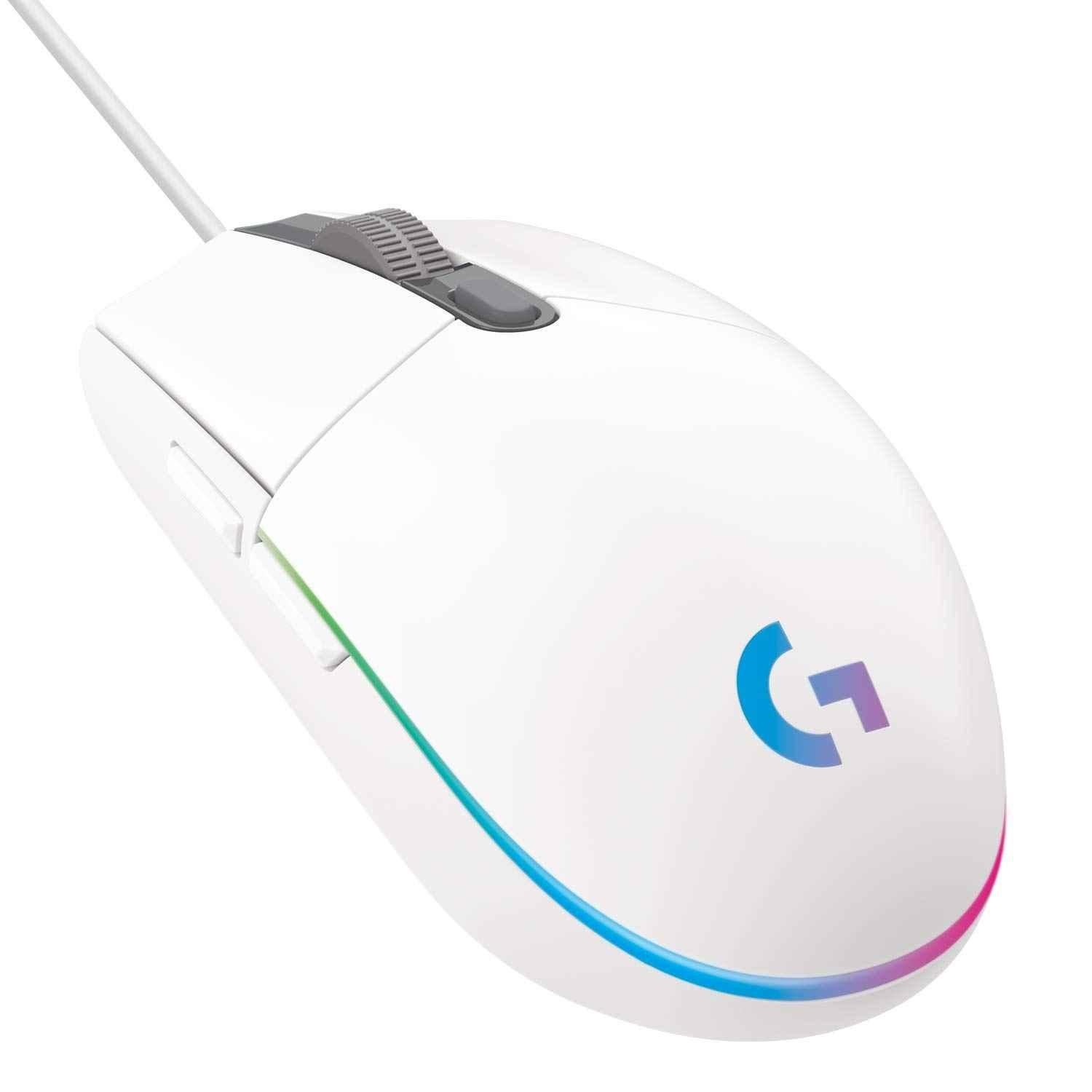 Logitech G203 White Rainbow Optical Effect Lightsync RGB Wired Gaming Mouse with 8000 Dpi, 6 Programmable Buttons, On-Board Memory & Screen Mapping - view 2