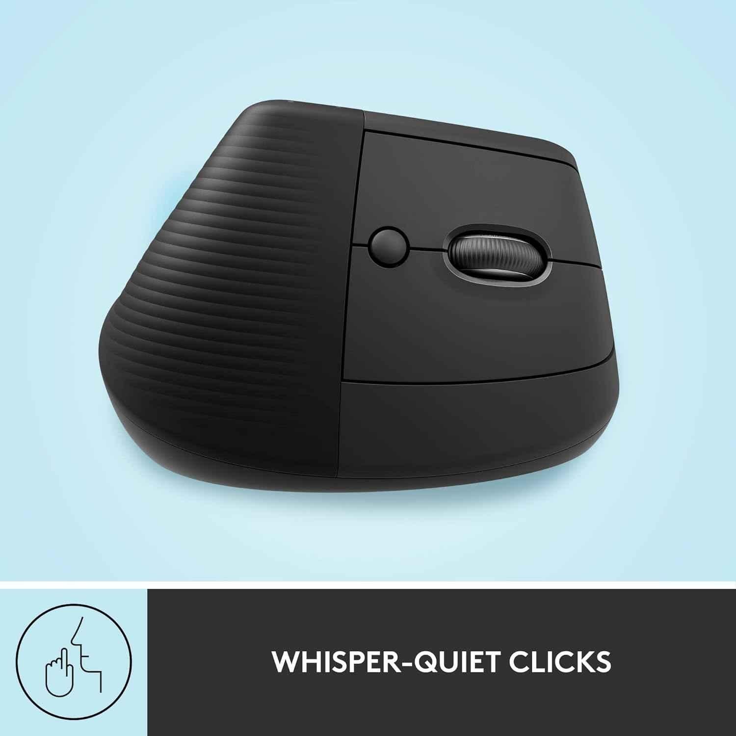 Logitech Lift Graphite Wireless Vertical Ergonomic Mouse with Bluetooth or Logi Bolt USB Receiver, Quiet Clicks & 4 Buttons - view 3