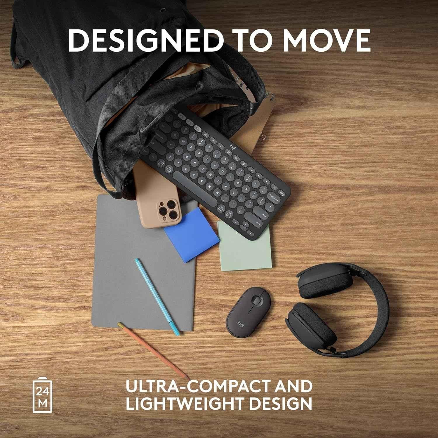 Logitech Pebble 2 M350s Tonal Graphite Slim Portable Bluetooth Wireless Mouse with Customisable Button, Quiet Clicks & Easy-Switch - view 2
