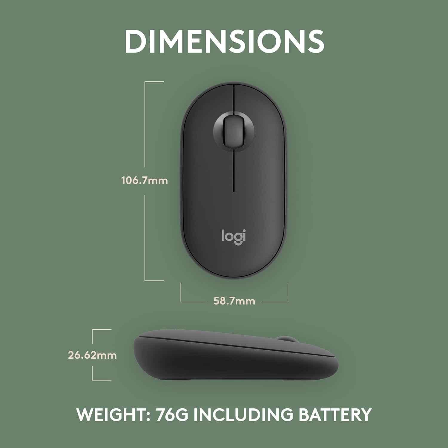Logitech Pebble 2 M350s Tonal Graphite Slim Portable Bluetooth Wireless Mouse with Customisable Button, Quiet Clicks & Easy-Switch - view 3