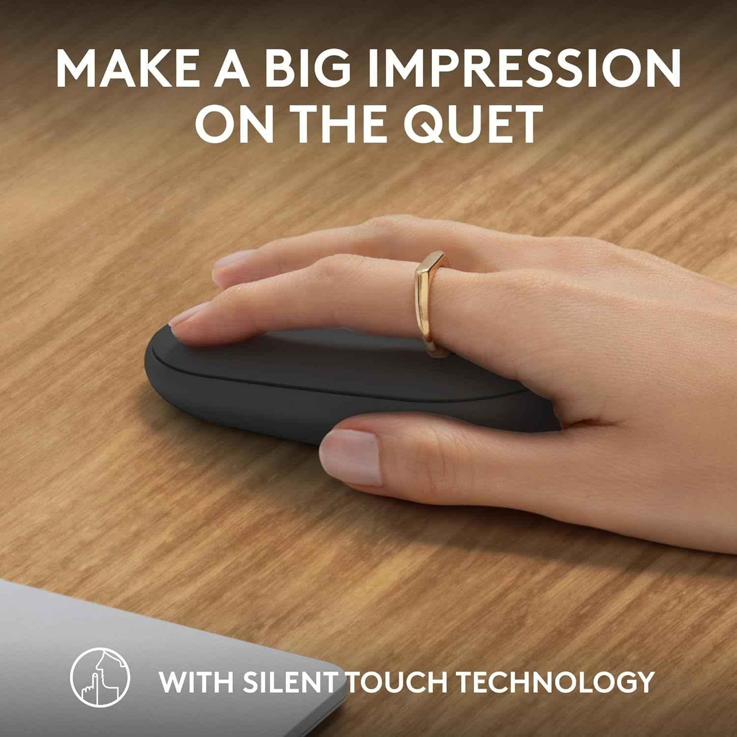 Logitech Pebble 2 M350s Tonal Graphite Slim Portable Bluetooth Wireless Mouse with Customisable Button, Quiet Clicks & Easy-Switch - view 4