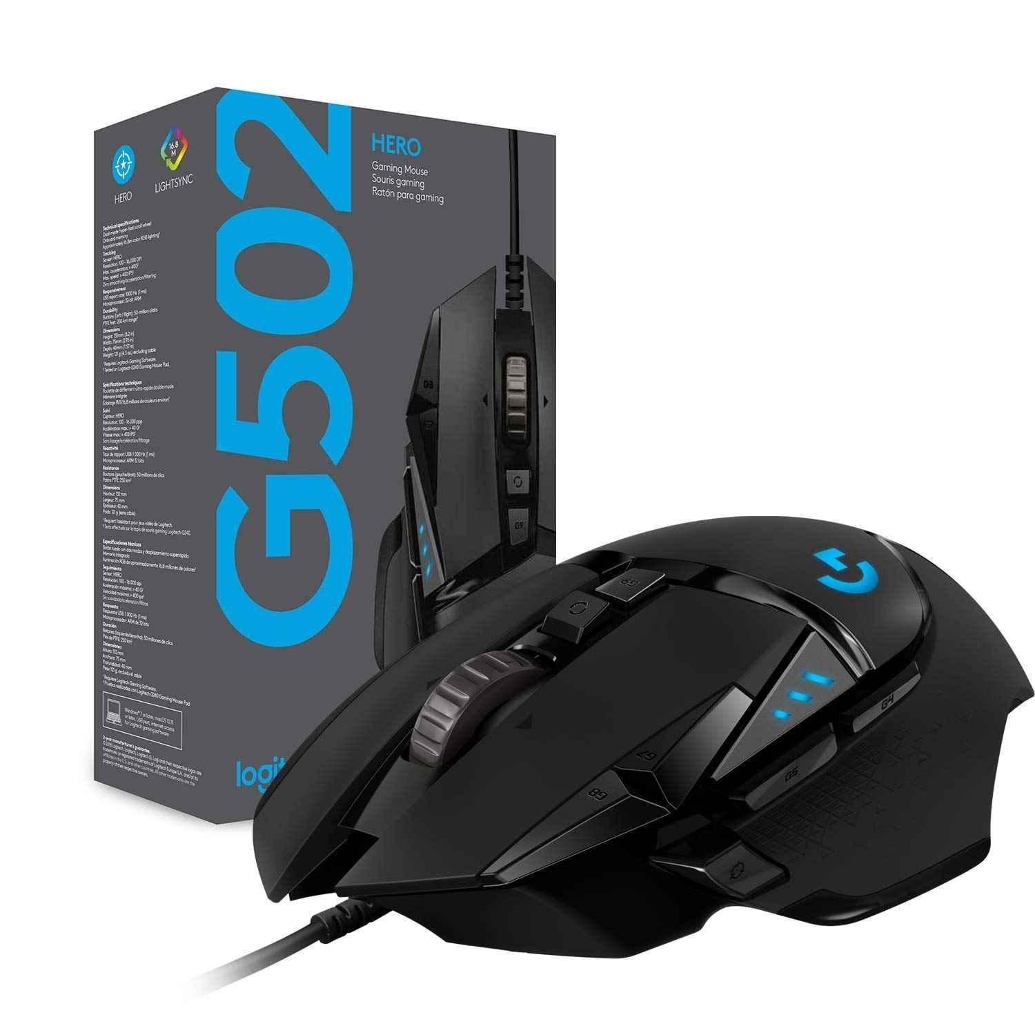 Logitech G502 Hero Black High Performance Wired Gaming Mouse with Hero 25K Sensor, RGB, 11 Programmable Buttons & On-Board Memory - view 1