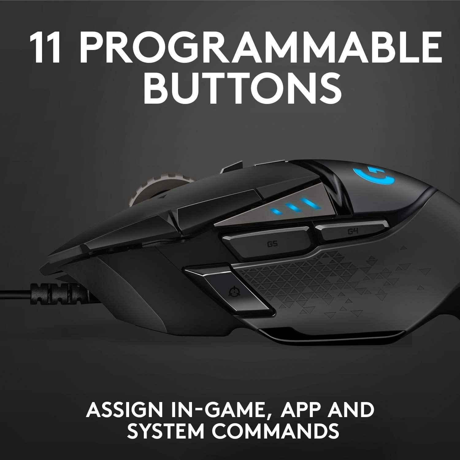 Logitech G502 Hero Black High Performance Wired Gaming Mouse with Hero 25K Sensor, RGB, 11 Programmable Buttons & On-Board Memory - view 5