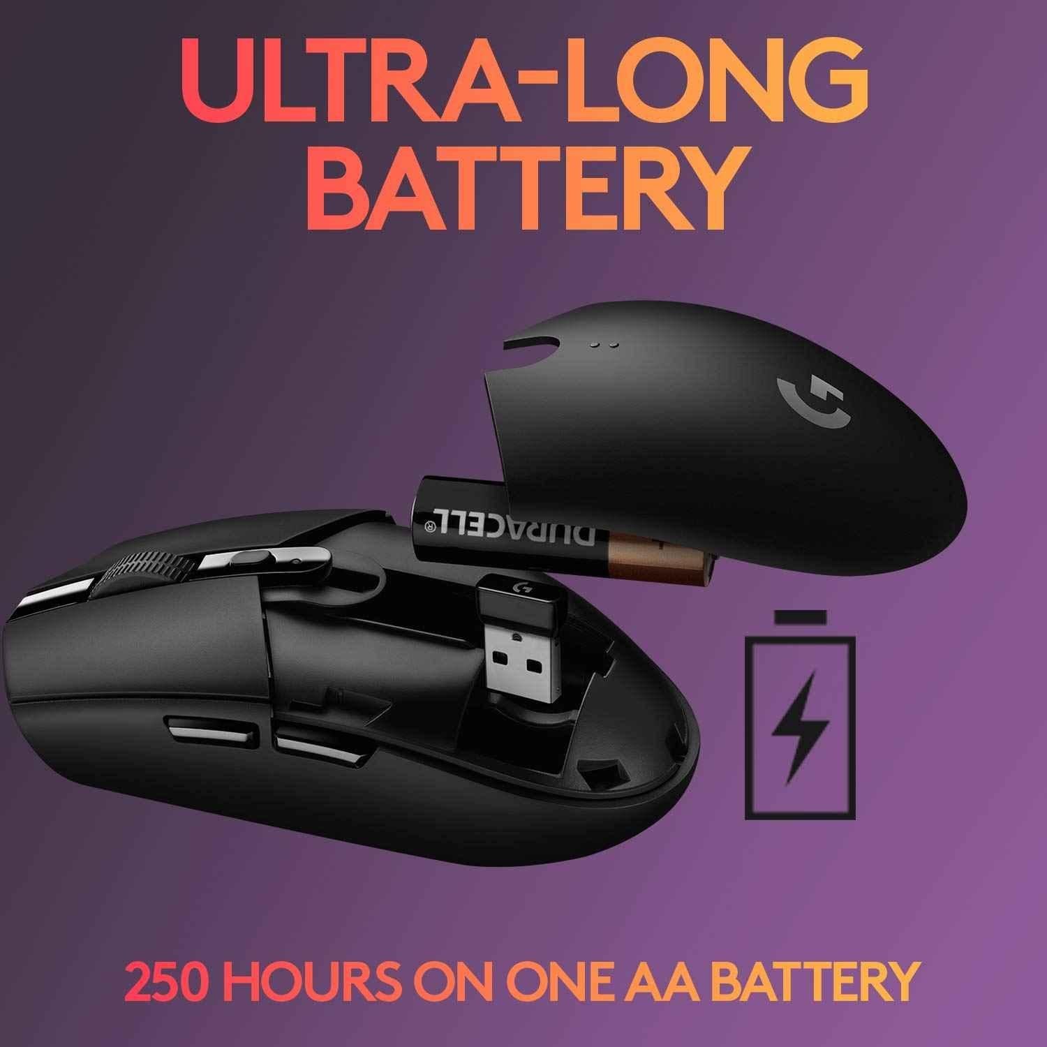 Logitech G304 Black Lightspeed Wireless Gaming Mouse with Hero Sensor, 12000 Dpi, 6 Programmable Buttons, 250 hr Battery Life & On-Board Memory - view 1