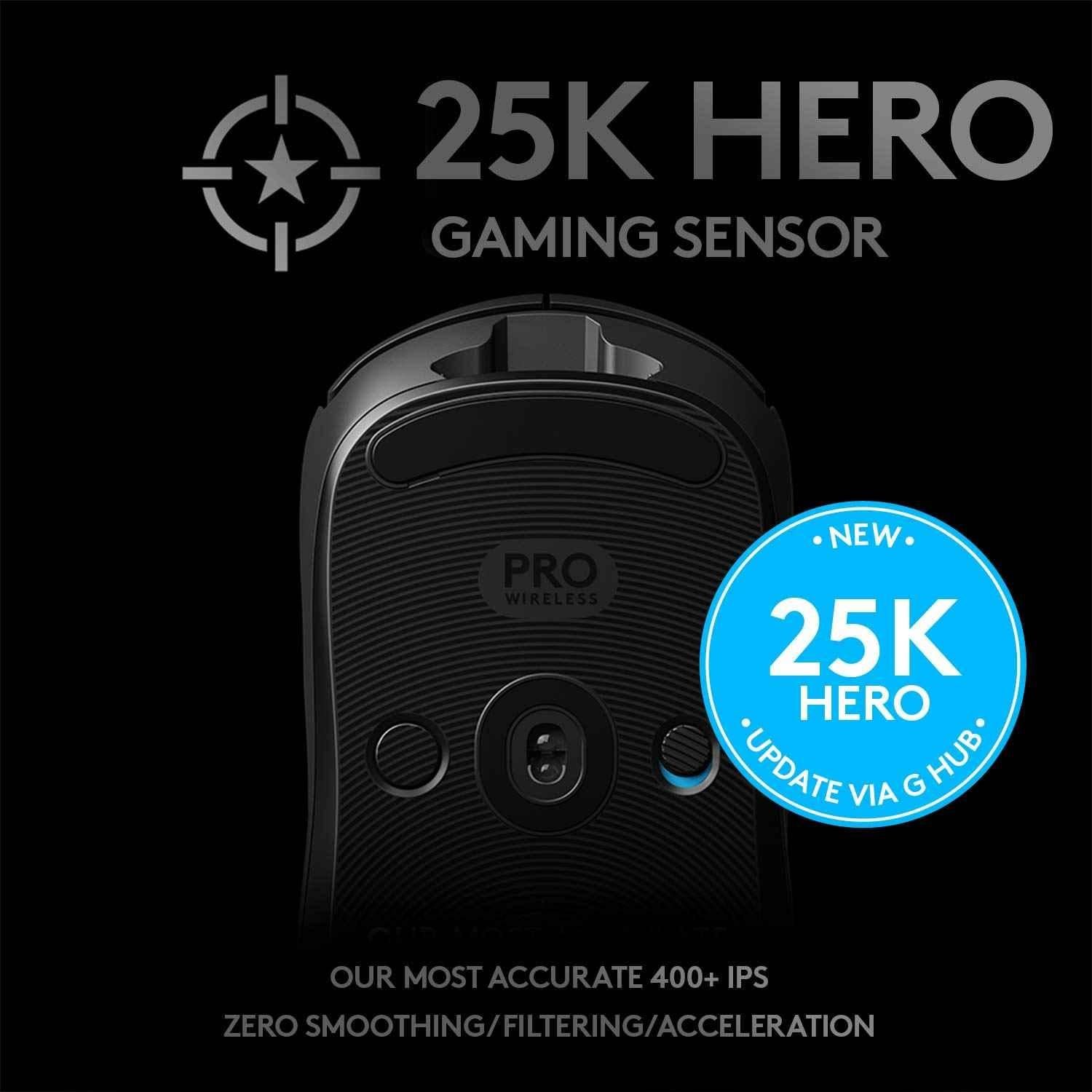 Logitech G PRO Black Wireless Gaming Mouse with Hero 25K Sensor, RGB, Ultra Lightweight, 4-8 Programmable Buttons & Long Battery Life - view 4