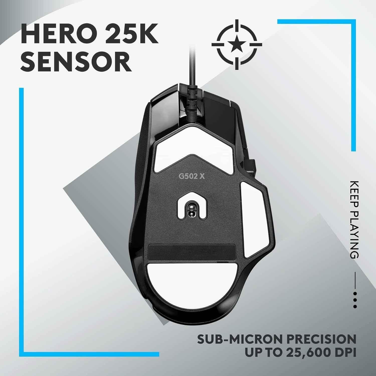 Logitech G502 X Black Wired Gaming Mouse with Lightforce Hybrid Optical Mechanical Primary Switches & Hero 25K Gaming Sensor - view 3