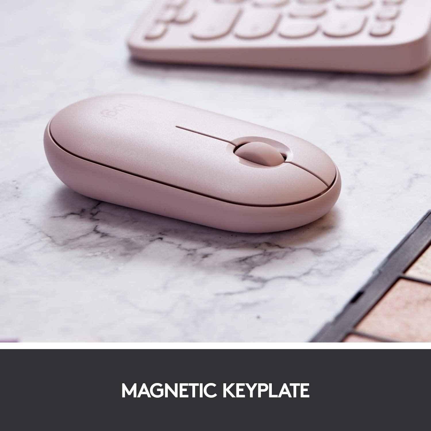 Logitech Pebble M350 Rose Slim Wireless Computer Mouse with Bluetooth or 2.4 GHz Receiver & Quiet Click - view 2
