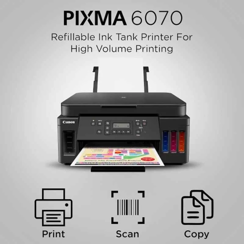 Canon PIXMA MegaTank G6070 All-in-One Colour Ink Tank Printer, Wi-Fi, Auto Duplex & Network, 13ppm Mono & 6.8ppm Colour, Black - view 2