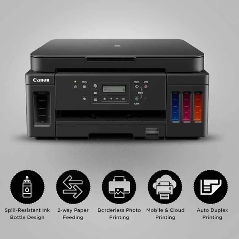 Canon PIXMA MegaTank G6070 All-in-One Colour Ink Tank Printer, Wi-Fi, Auto Duplex & Network, 13ppm Mono & 6.8ppm Colour, Black - view 3