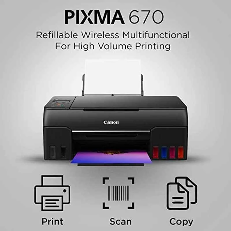 Canon Pixma G670 All-In-One Wi-Fi, 6 Colour Ink Tank Printer for High Volume Quality Photo Printing - view 4