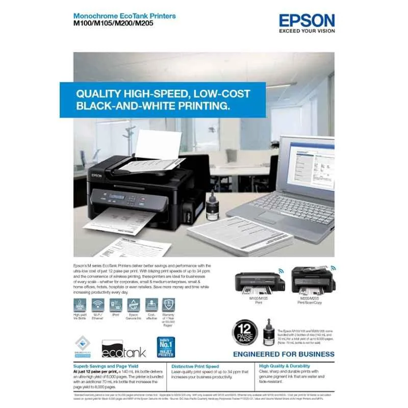 Epson EcoTank M200 All-in-One Monochrome Ink Tank Printer - view 2
