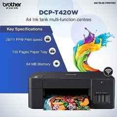Brother DCP-T420W All-in-One Colour Ink Tank Printer, Wi-Fi, 28ppm Mono & 11ppm Colour, Black - view 5