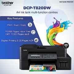 Brother DCP-T820DW All-in-One Color Ink Tank Printer, Wi-Fi, ADF, Duplex & Network, Business use, extra Black Ink, 30ppm Mono and 26ppm Color, Black - view 4