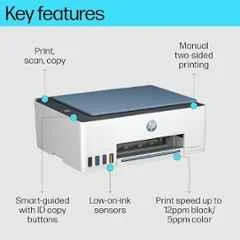 HP Smart Tank 525 All-in-One Color Ink Tank Printer, USB, For Home & Office Use, 12ppm Mono and 5ppm Color, Light Blue (Pack of 5) - view 1