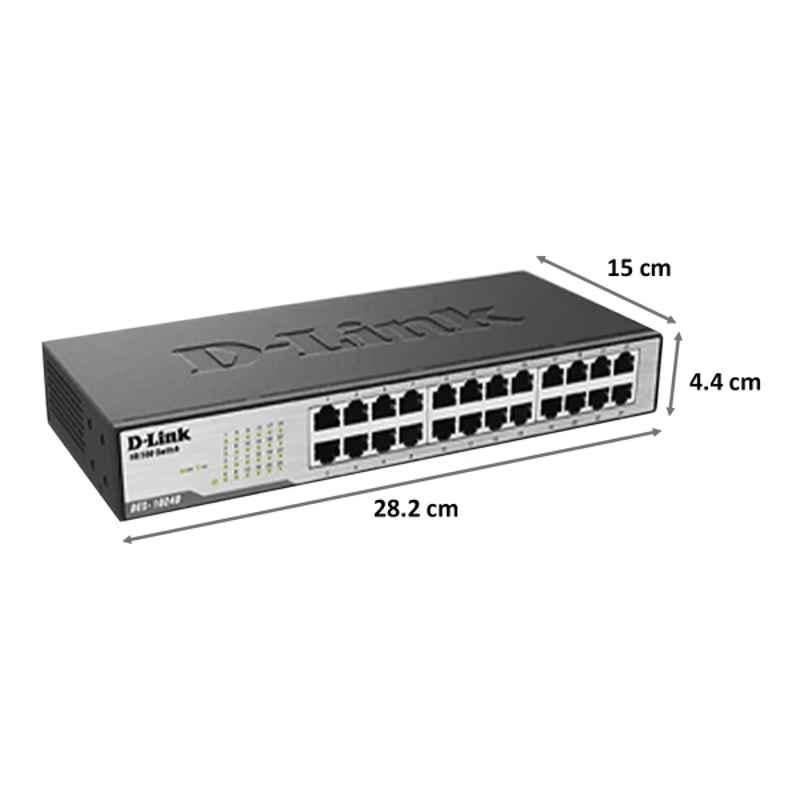 Dlink 24-Port Fast Ethernet Unmanaged Desktop Switch DES-1024D - view 3