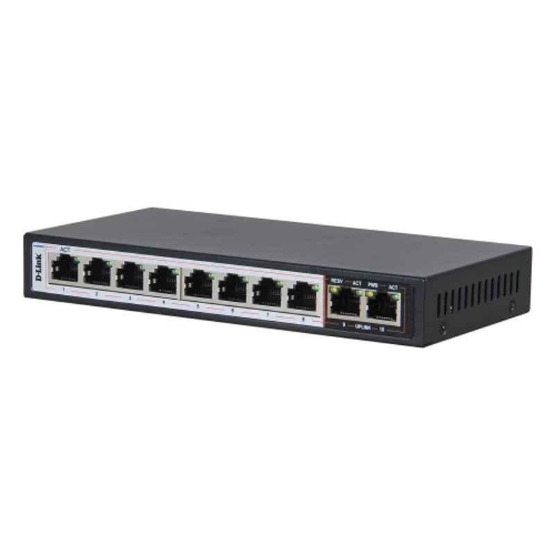 Dlink 8 + 2 1000Mbps 250m PoE Switch DES-F1010P-E - view 1