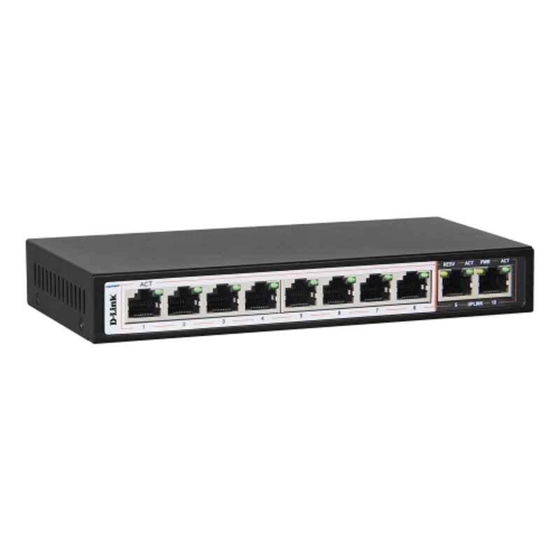 Dlink 8 + 2 1000Mbps 250m PoE Switch DES-F1010P-E - view 2