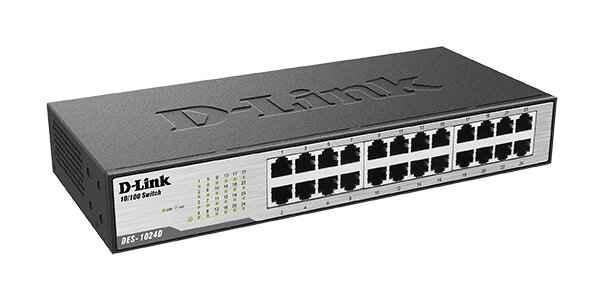 D-Link 200Mbps 24 Port Fast Ethernet Unmanaged Desktop Switch, DES1024D - view 2