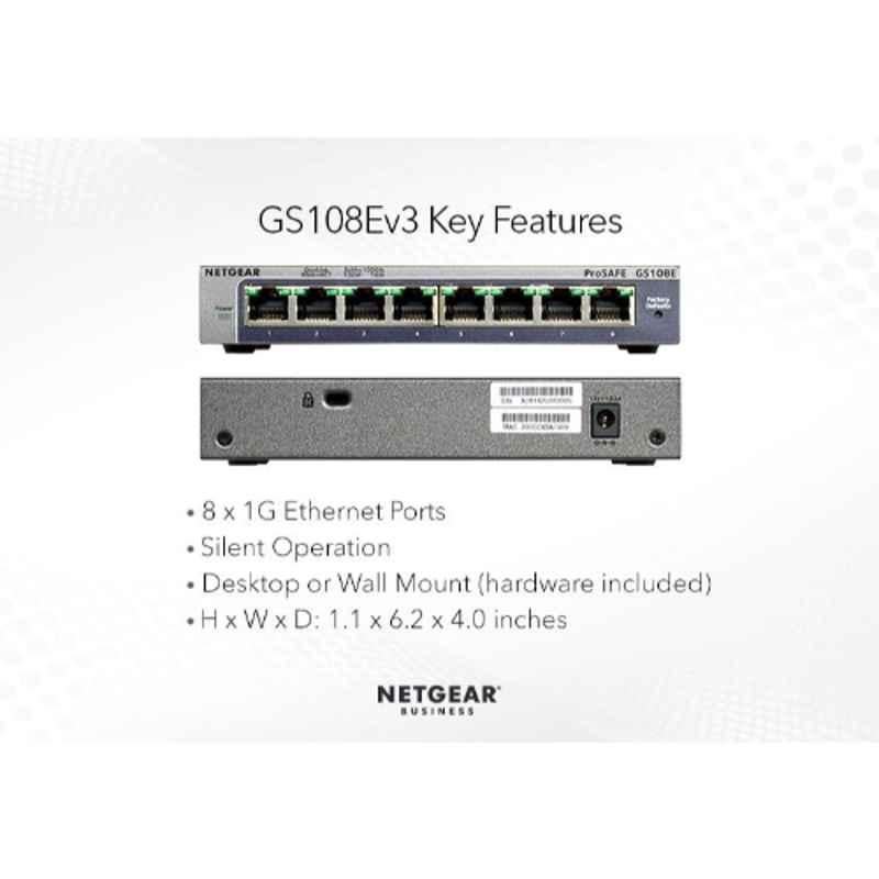 Netgear 8 Port Gigabit Smart Managed Plus Switch, GS108E - view 1
