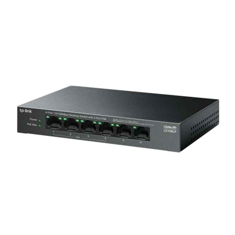 TP Link 6-Port 10/100Mbps Desktop Network Switch with 4-Port PoE, LS106LP - view 1