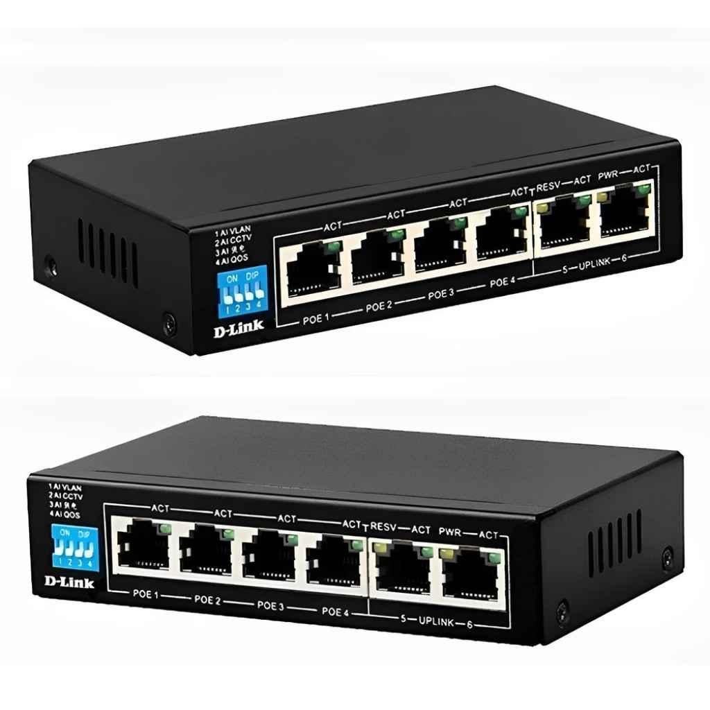 Dlink 6-Port 10/100 Long Range PoE+ Surveillance Switch DES-F1006P-E - view 1