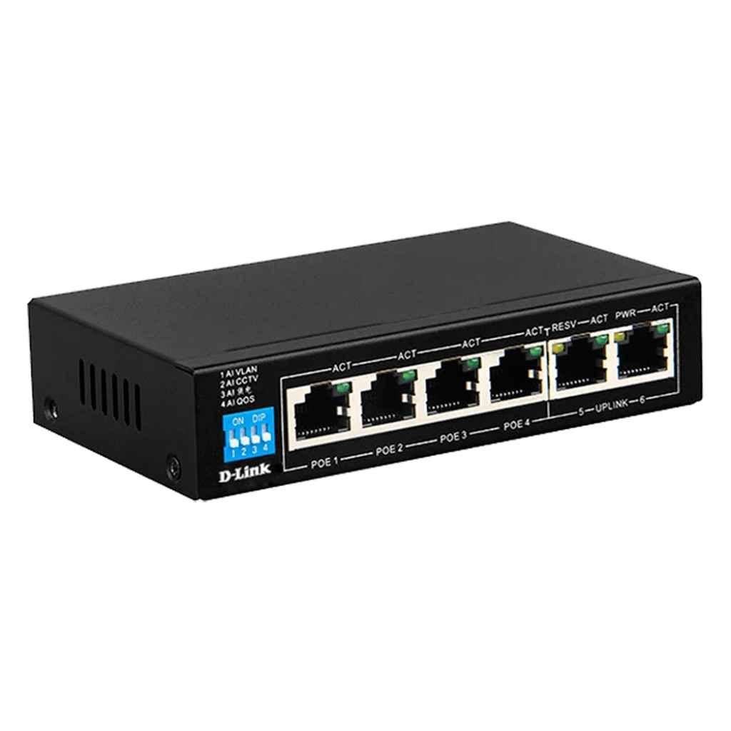Dlink 6-Port 10/100 Long Range PoE+ Surveillance Switch DES-F1006P-E - view 2