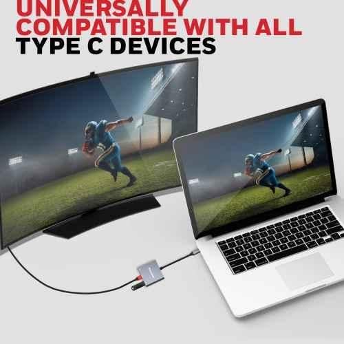 Honeywell 100W Type C to HDMI with PD Charging & USB 3.0 Adapter Support Ultra HD 4K, HC000009/ADP/SLV - view 1