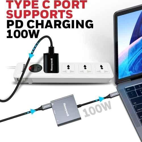 Honeywell 100W Type C to HDMI with PD Charging & USB 3.0 Adapter Support Ultra HD 4K, HC000009/ADP/SLV - view 3
