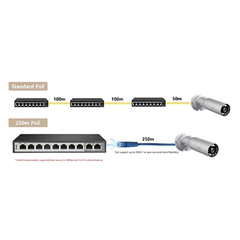 Dlink 250M 10-Port 10/100/1000 Switch with 8 PoE Ports and 2 Uplink Ports DGS-F1010P-E - view 1