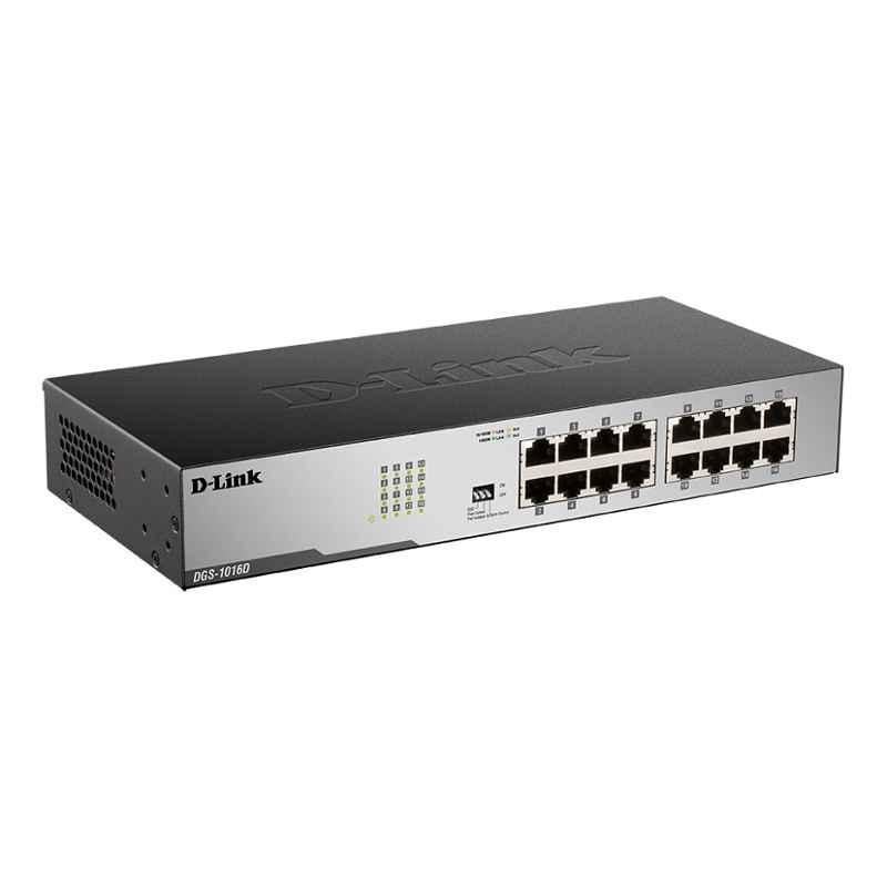 D-Link 16 Port Gigabit Unmanaged Desktop Switch, DGS-1016D - view 1