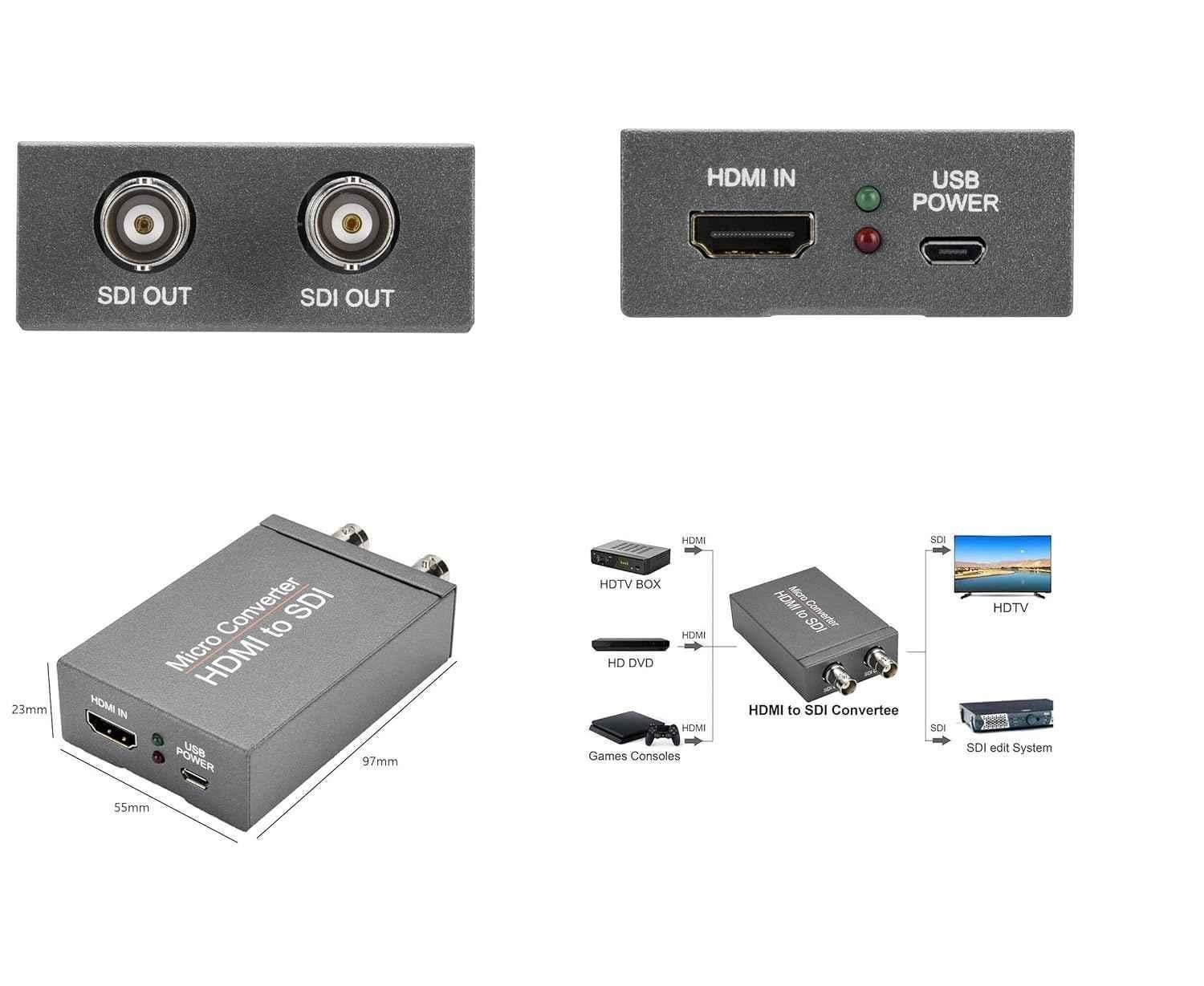 Mak World 2.97Gbps HDMI to SDI Micro Converter with Audio Auto Format Detection & 1080p UHD Support - view 3