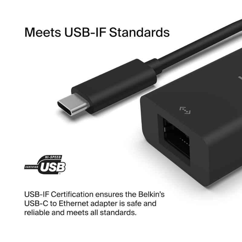 Belkin USB-C to Ethernet Adapter, INC012btBK - view 1