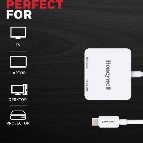 Honeywell White Type C to Dual HDMI Adapter Support Ultra HD 4K, HC000008/ADP/WHT - view 1