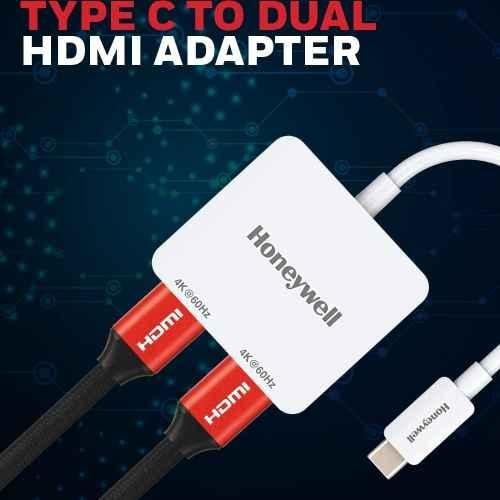 Honeywell White Type C to Dual HDMI Adapter Support Ultra HD 4K, HC000008/ADP/WHT - view 2