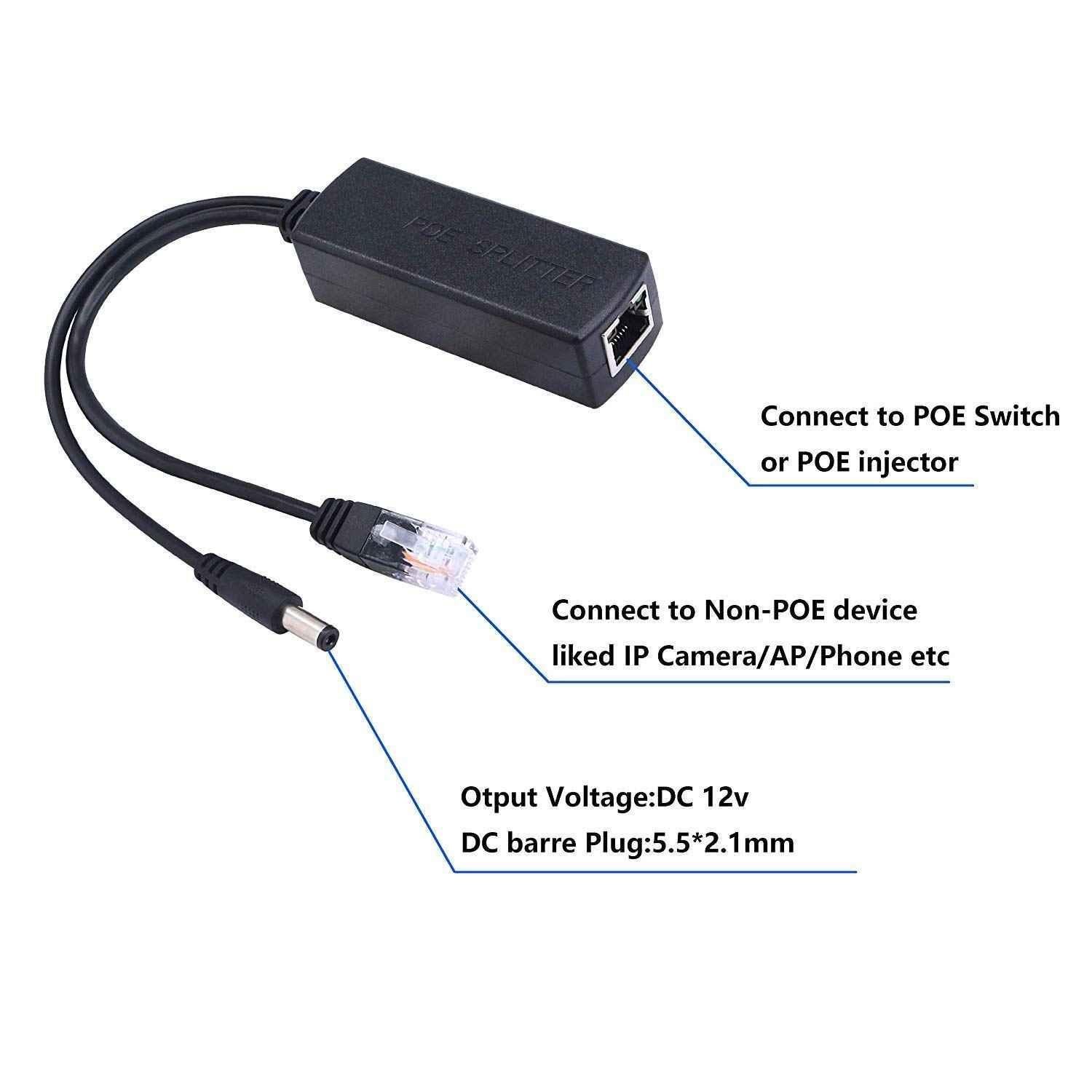 Mak World 48V to 12V PoE Ethernet Power Splitter for IP Camera, IP Phone, PoE Devices & PoE Switches - view 2